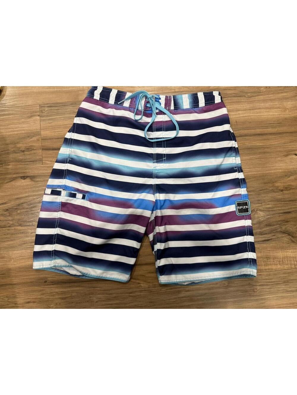Ripzone Swim Trunks Men’s XL Blue Purple Striped Board Shorts Mesh Lined